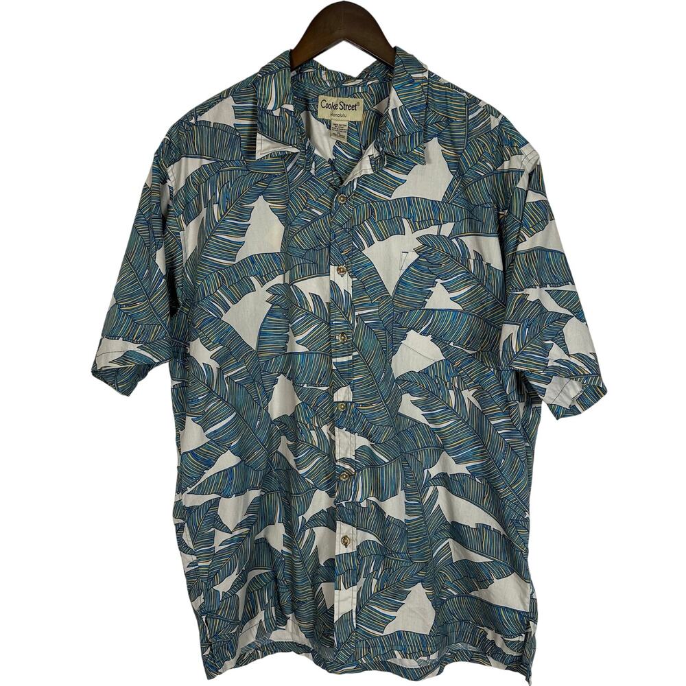 Cooke Street Honolulu Hawaiian Shirt 100% Cotton Men's XL Tropical Leaf‎ Print